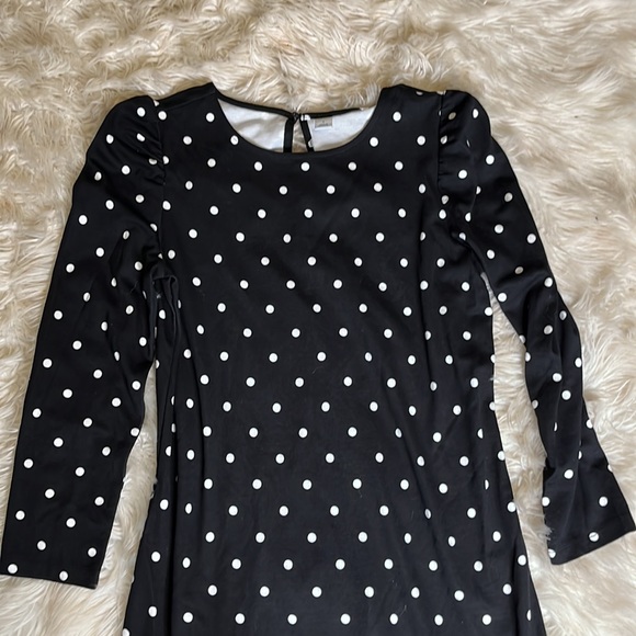 Old Navy Size small black and white polka dot long sleeved MIDI dress - Picture 2 of 7
